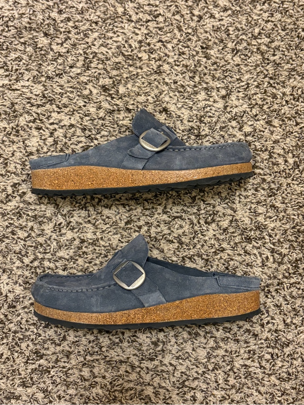 Birkenstock Women’s Blue Suede Slip-On Loafers with Buckle - Picture 5 of 7